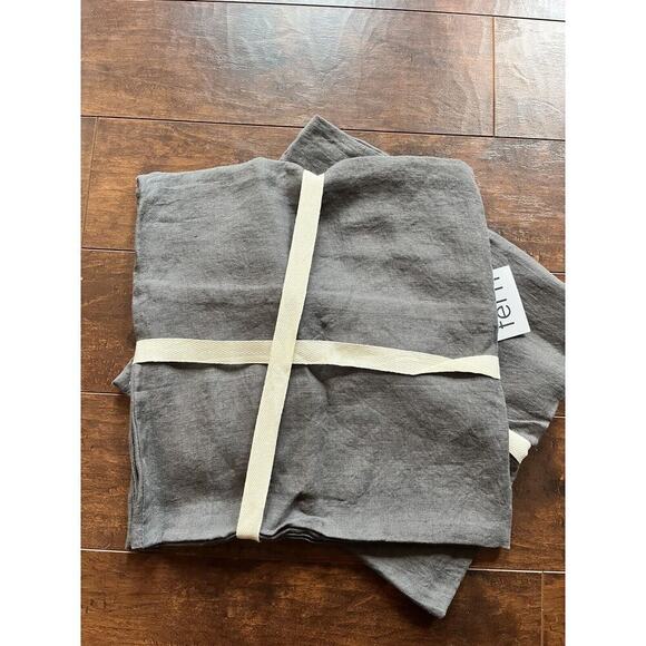 FERN 100% Linen Gray Stone Washed Minimalist Neutral pillow Cover X2 26in x 26in - Picture 2 of 7